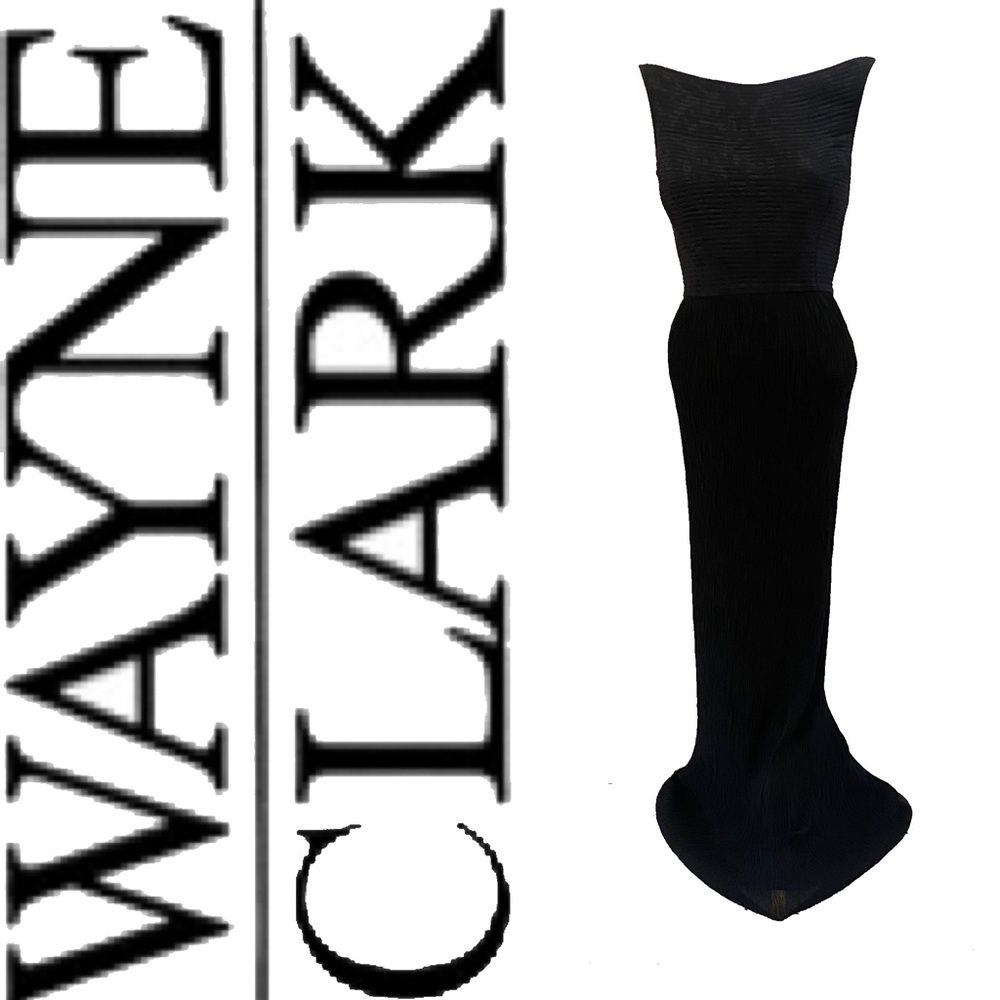 WAYNE CLARK vintage black silk evening gown